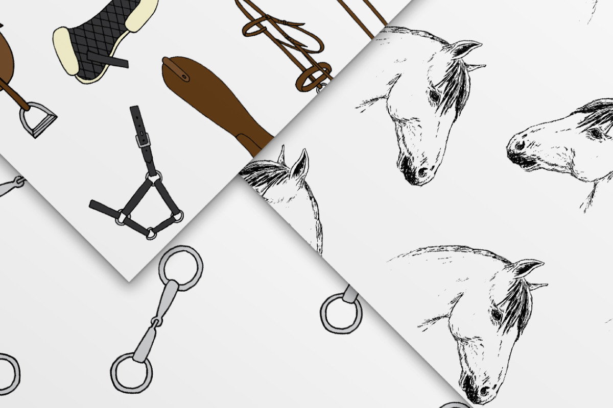 Equestrian seamless patterns set, a Pattern Graphic by Swetsol (Photo 3 of 9)