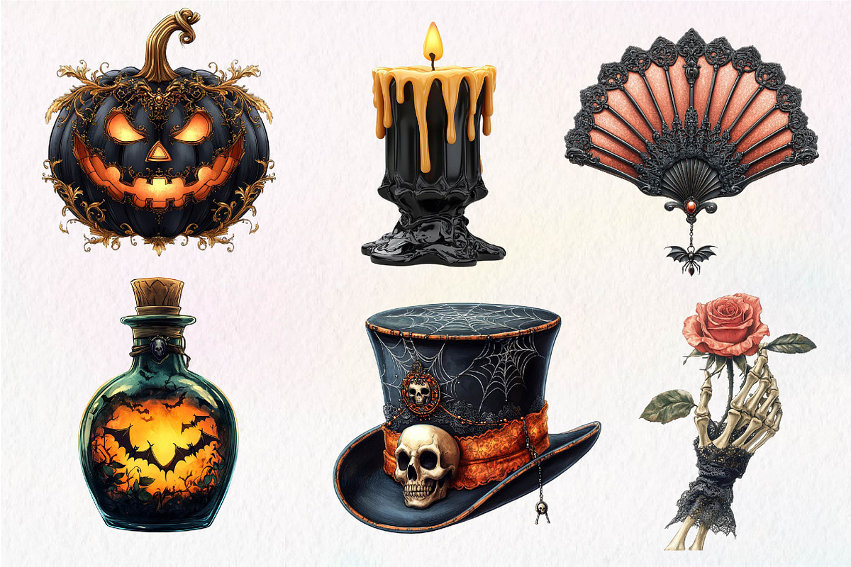 Victorian Halloween Clipart PNG, an Illustration by Dream Creation (Photo 3 of 7)