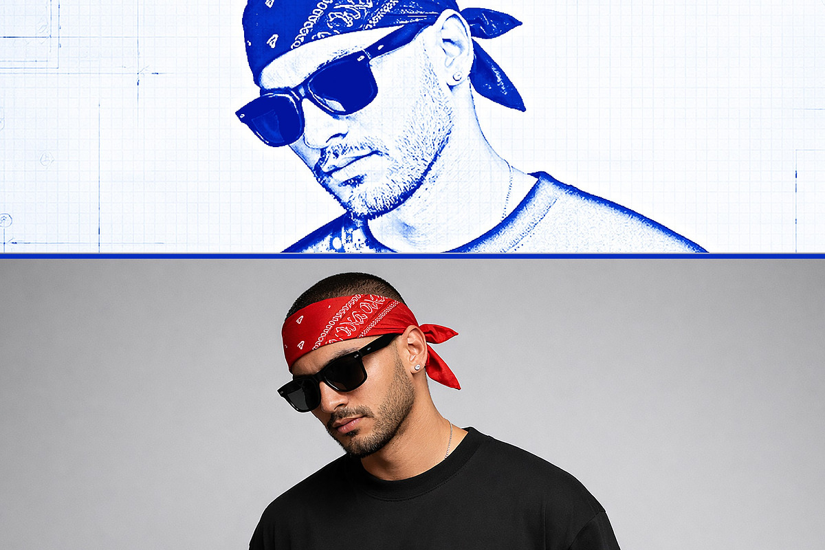 Blueprint Drawing Photo Effect, a Brushes & More by studiogstock
