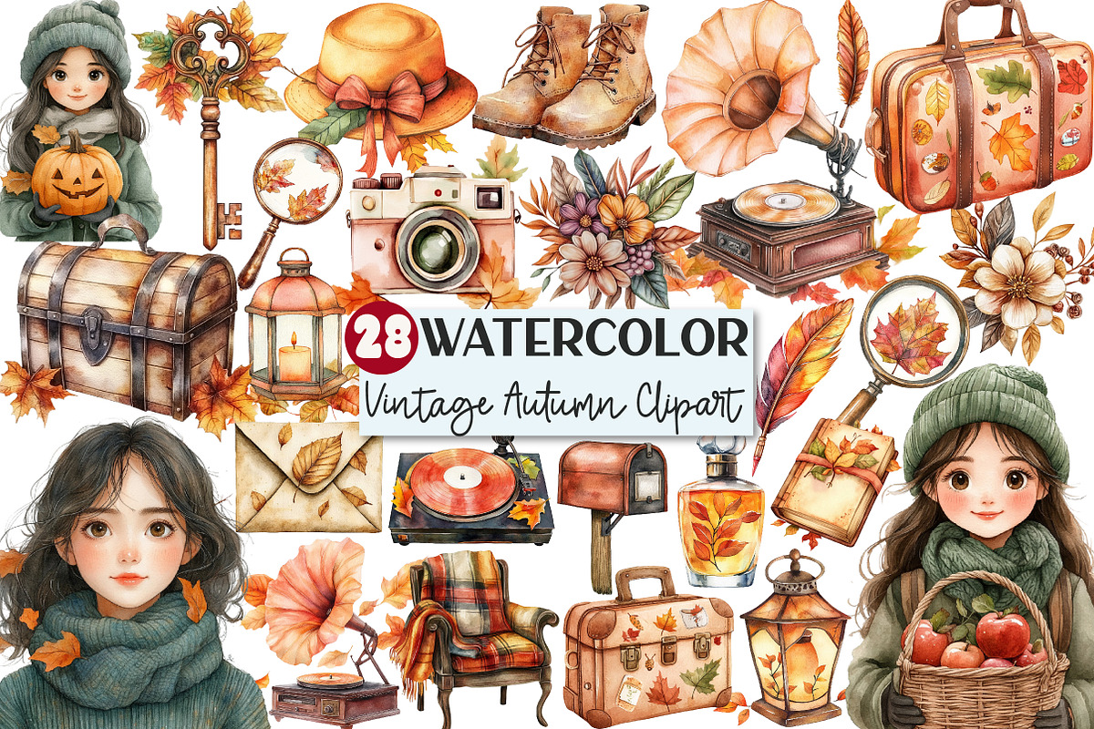 Vintage Autumn Sublimation Clipart, an Illustration by Rose Art (Photo 1 of 4)