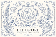 Vintage Toile Floral Frames Elements, an Object Graphic by Olya Creative (Thumbnail 1 of 12)