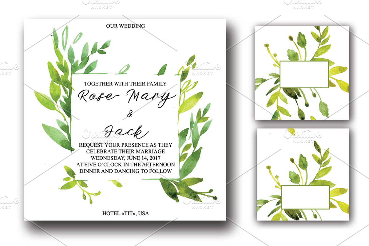 watercolor wedding invitation, an Invitation Template by Olesya Morokhovets