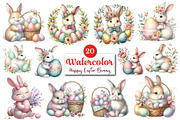 Watercolor Happy Easter Bunny PNG, a Graphic by CitraGraphics (Thumbnail 1 of 4)