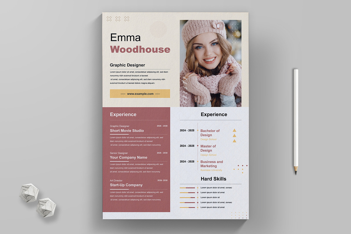 Fashion Resume Design Template, a Resume Template by MightyDesign (Photo 1 of 8)