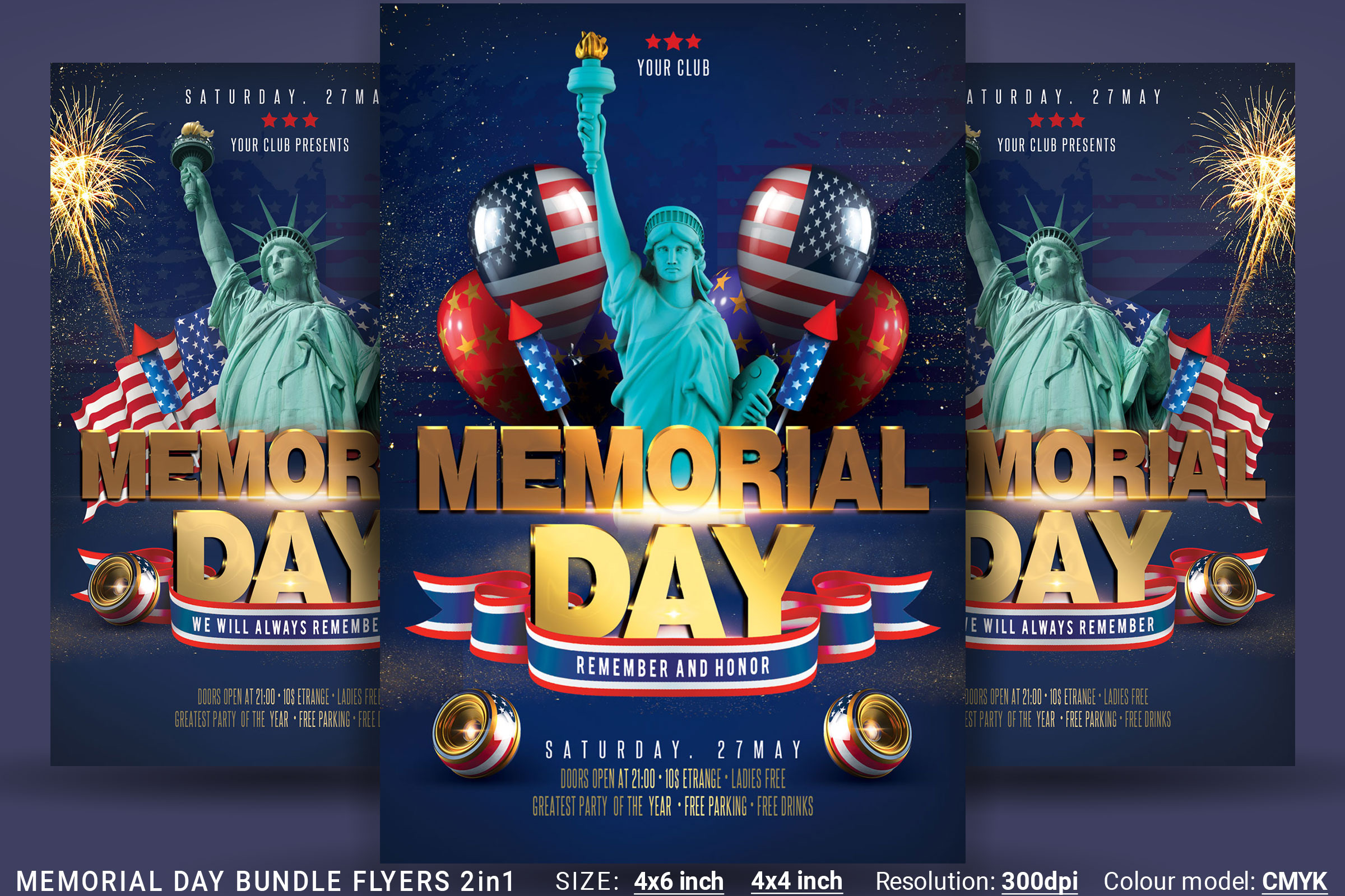 Memorial Day Bundle Flyers 2in1, a Flyer Template by Artolus