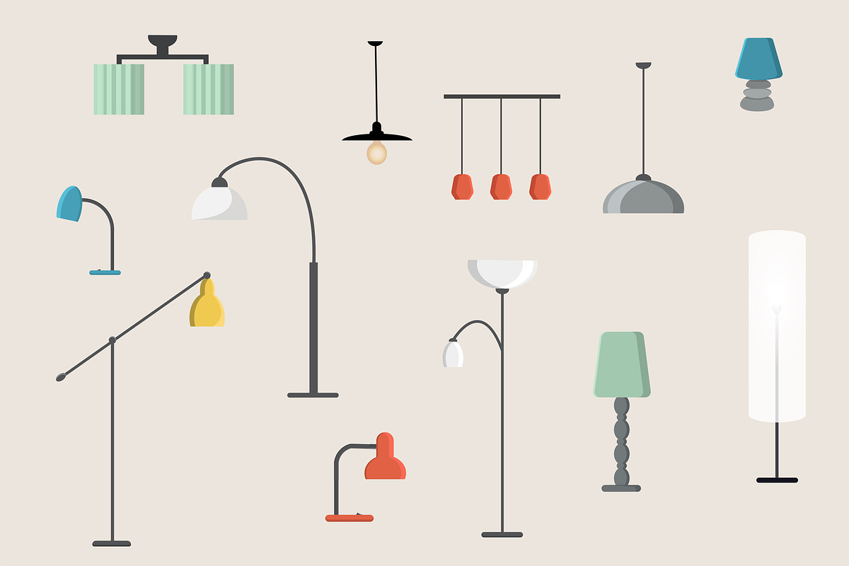 A set of lighting devices, a Decorative Illustration by Photo patterns