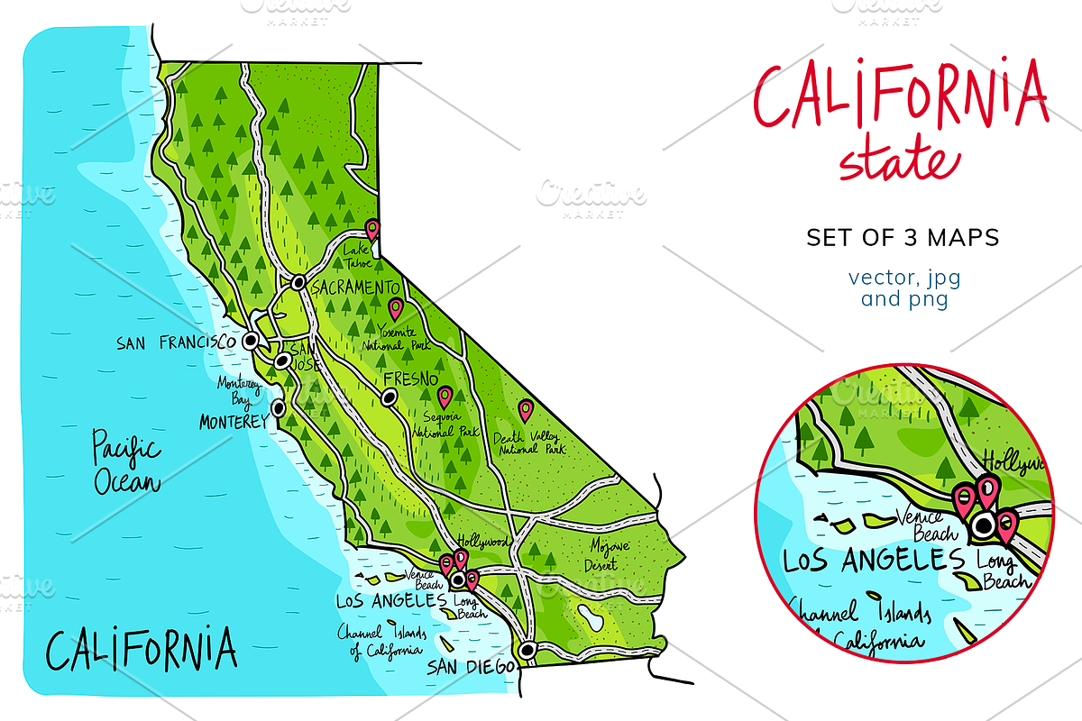 California maps, an Education Illustration by Illustrationsforteachers (Photo 4 of 5)