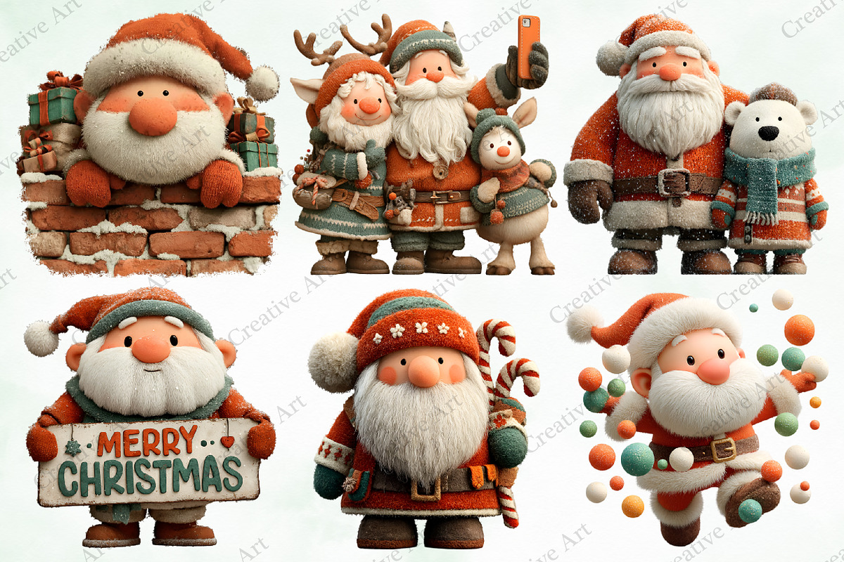 Christmas Santa Clipart Bundle, an Illustration by Creative Art (Photo 4 of 10)