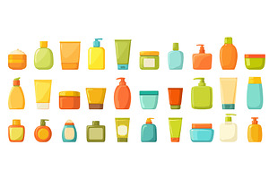 cosmetic bottle cartoon set. Yellow, an Object Illustration by Stock-Smart-Start