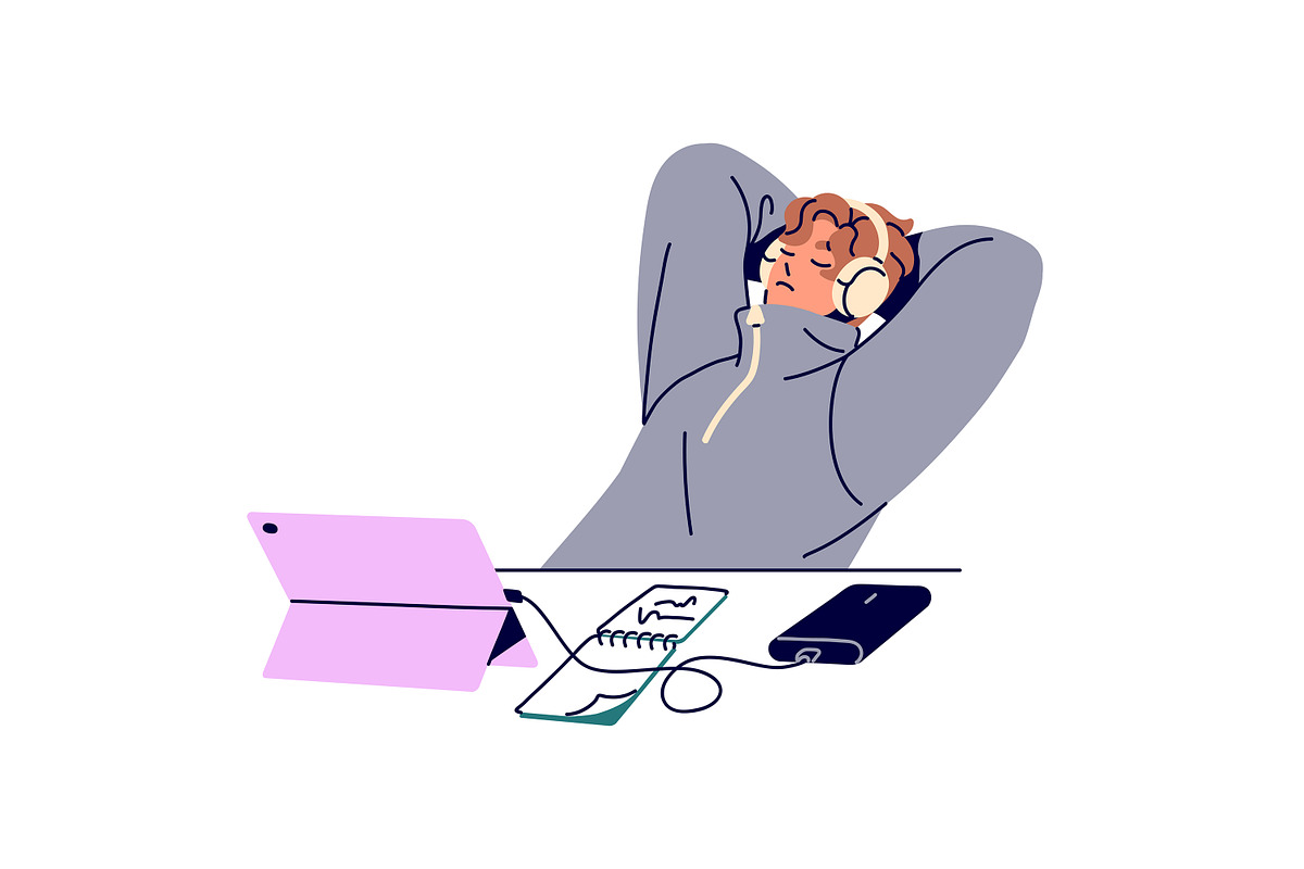 People study at desk set, an Education Illustration by PaperTrident (Photo 3 of 19)