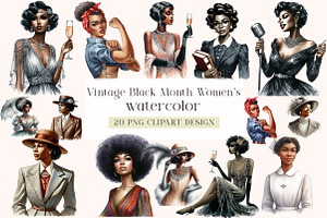 Vintage Black Month Women's Clipart, a Seasonal Illustration by DreamArtGraphic