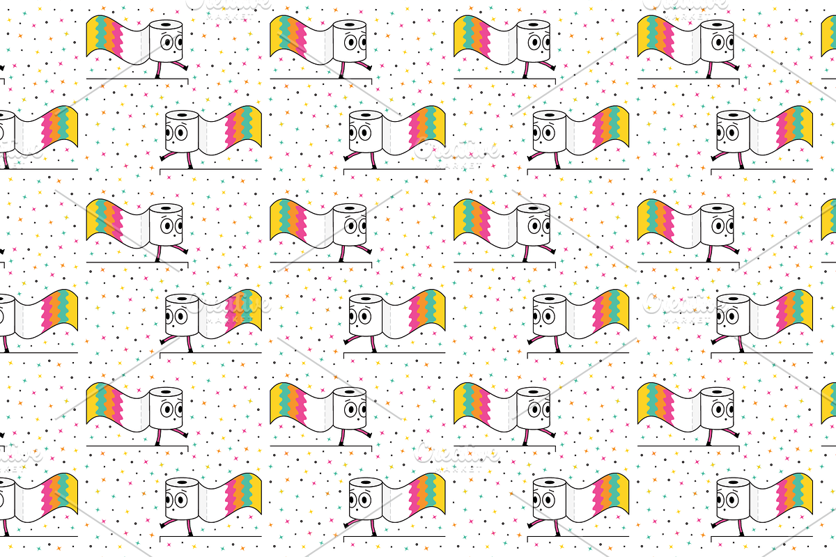 Seamless Toilet Paper Pattern Bundle, a Pattern Graphic by Queen of Infographics (Photo 4 of 6)