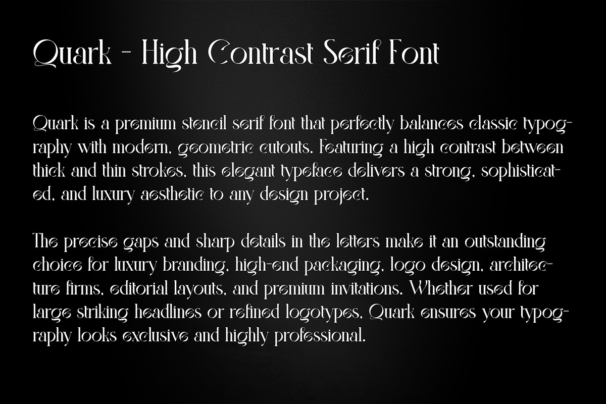 Quark - Elegant Modern High Contrast, a Serif Font by OWPictures (Photo 9 of 10)