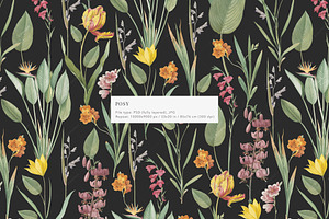 Vintage Floral Pattern And Elements