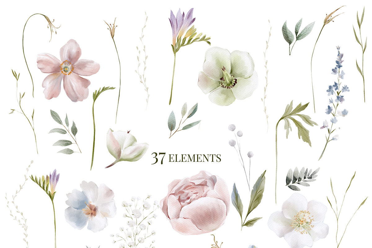 Timeless Blossoms_Watercolor Clipart, an Object Graphic by NikiArts (Photo 3 of 12)