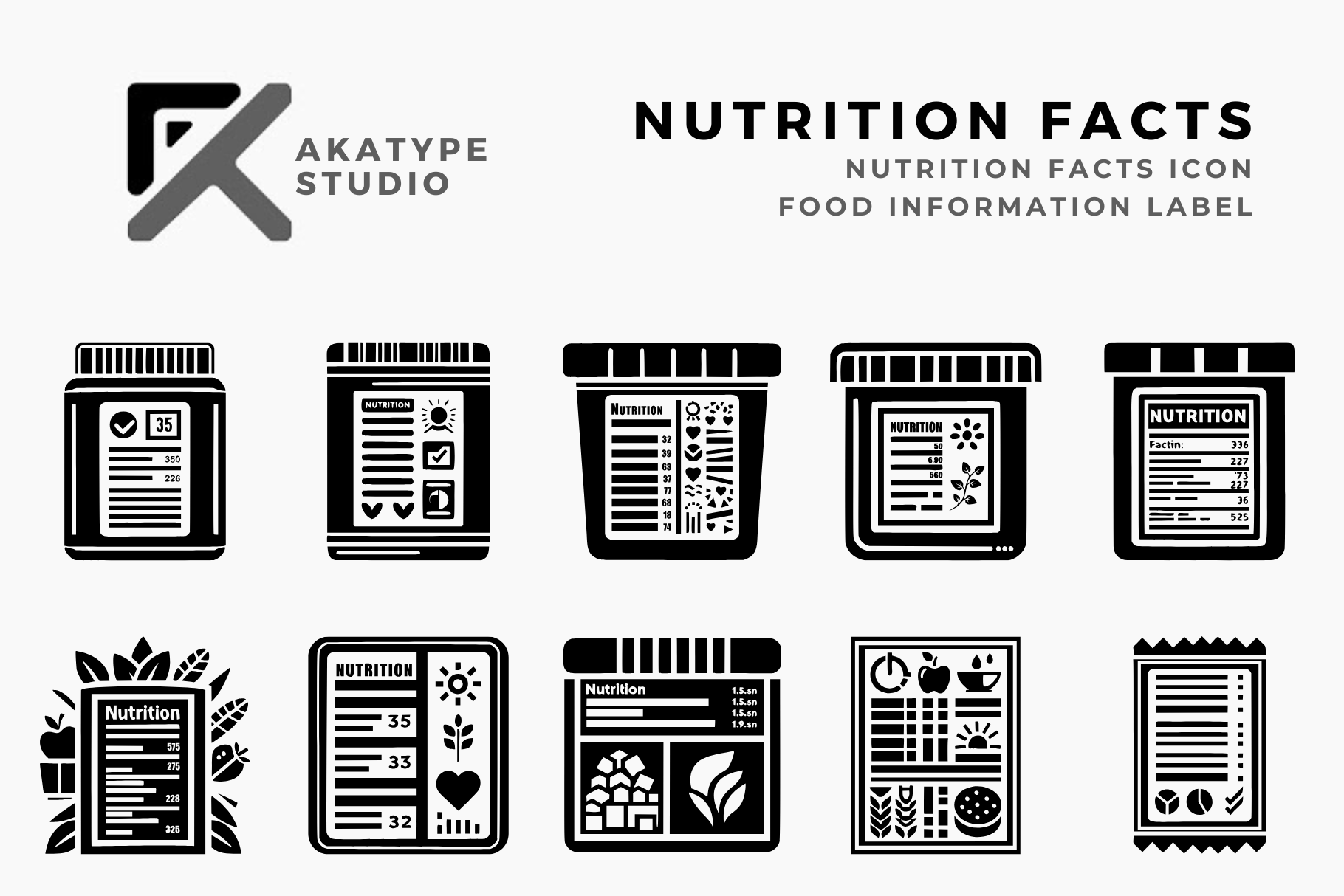 Nutrition Facts Icon Vector, a Solid Icon by Akatype Studio
