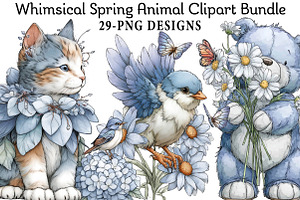 Whimsical Spring Animal Clipart Bund, an Illustration by Daily.Designs