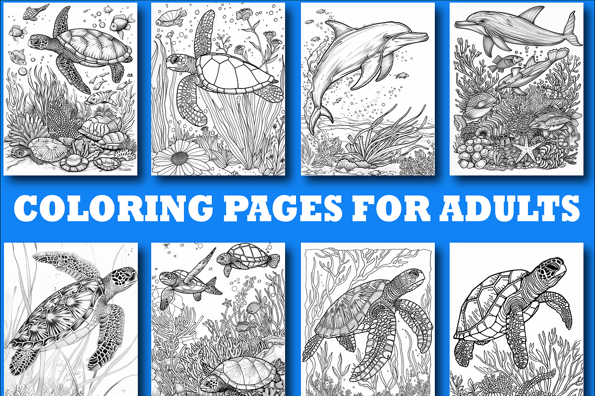 Ocean Animal Adult Coloring Pages, an Illustration by Design Home (Photo 3 of 7)