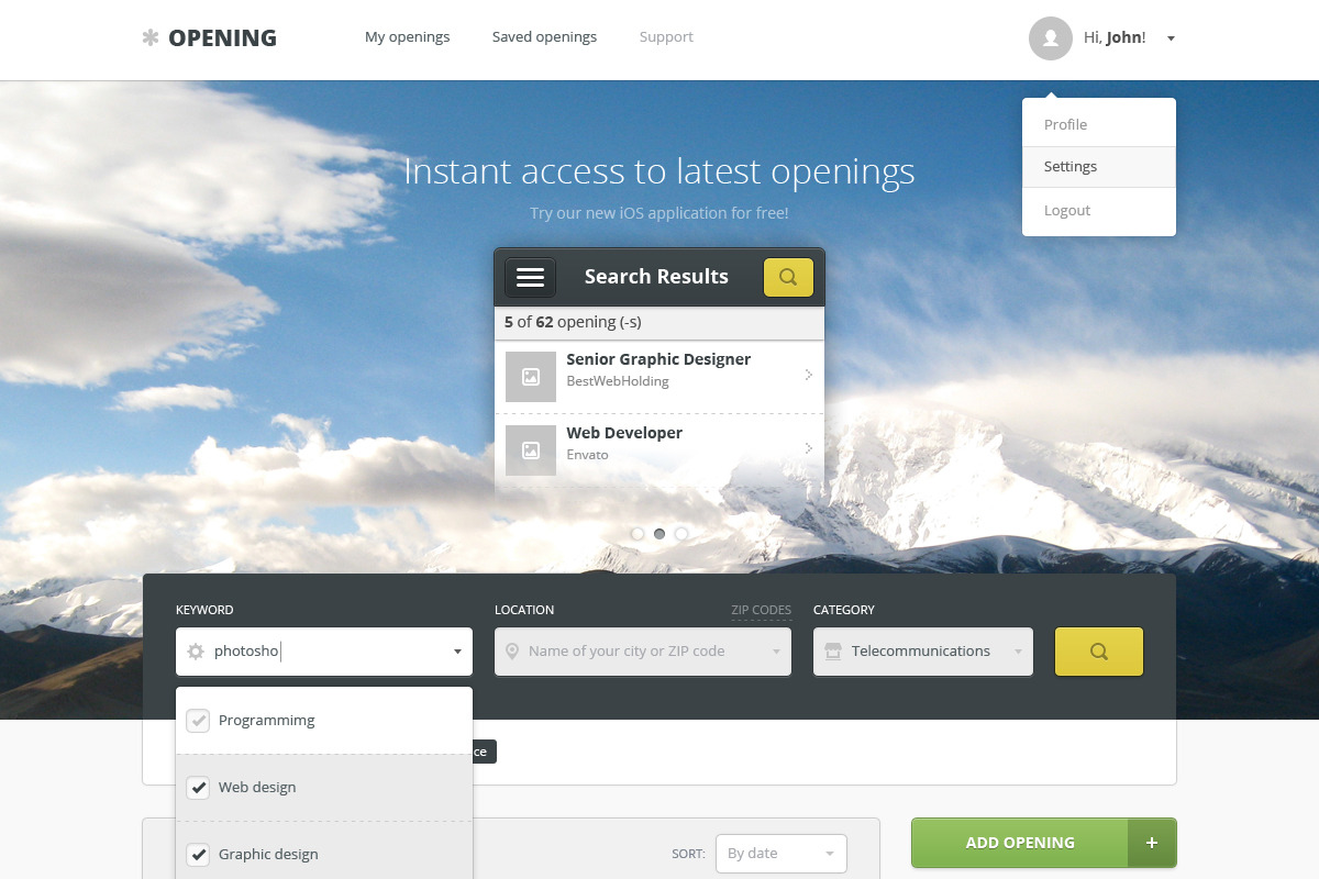 Opening - Job Board Wordpress Theme, a WordPress Template by bestwebsoft (Photo 3 of 5)