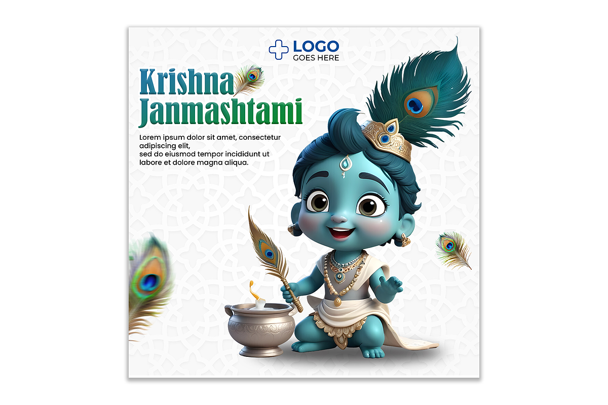 krishna janmashtami 5 post, a Social Media Template by AyyazMomin (Photo 6 of 12)