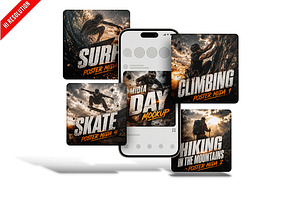 Social Media Set PSD, an Advertising Mockup by Bruno's Shop