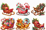 Christmas Sleigh Sublimation Clipart, an Illustration by Craft Nest (Thumbnail 2 of 6)
