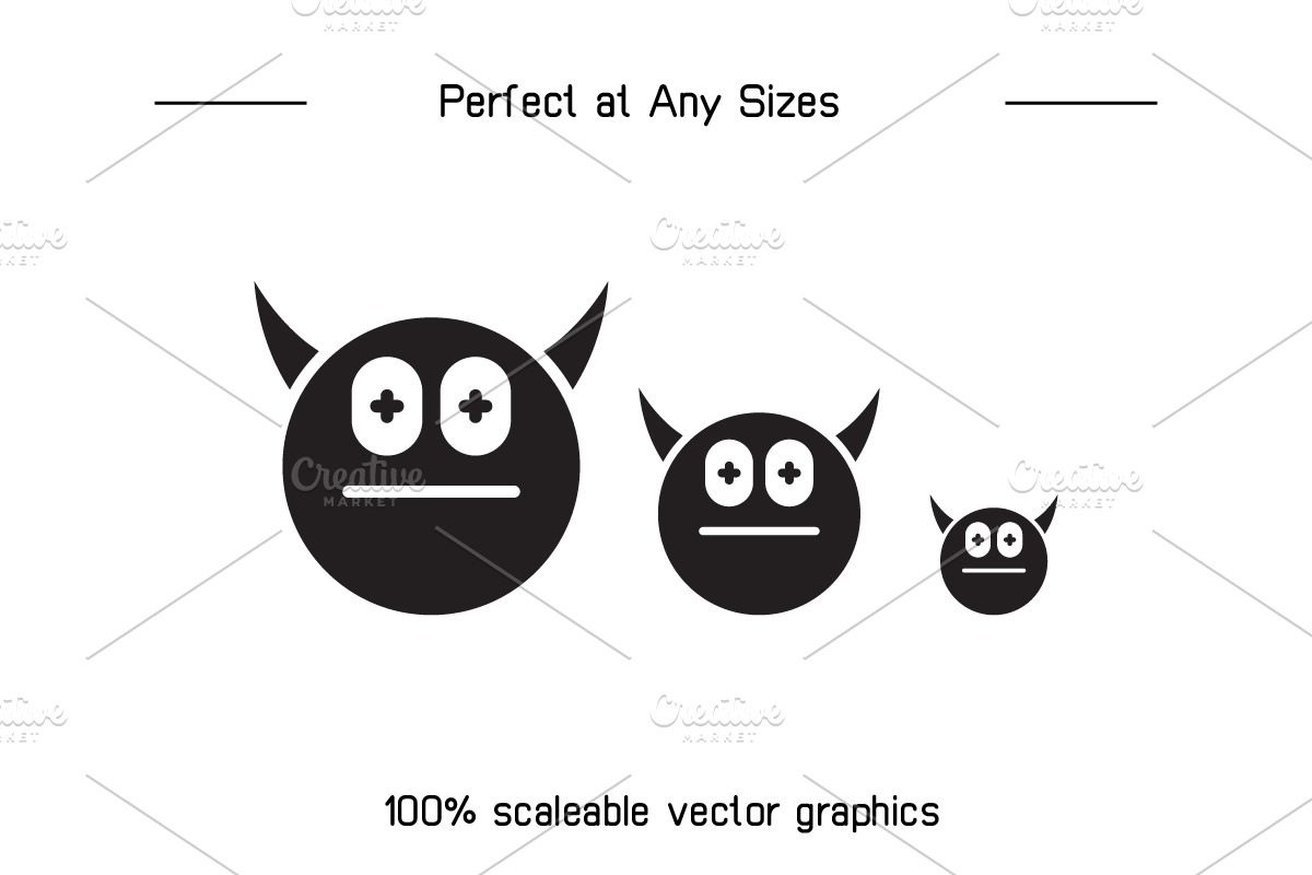 Moody and Cute Devil Emoji Set, a Solid Icon by Designfour (Photo 7 of 7)