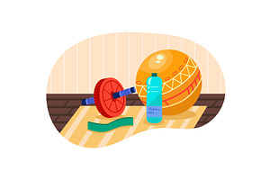 Fitness equipment vector gym sport, an Object Illustration by vectorpointstudio