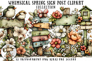 Whimsical Spring Sign Post Clipart, an Illustration by OK Design (Thumbnail 1 of 6)