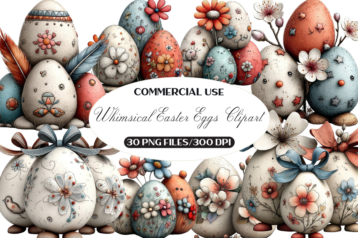 Whimsical Easter Eggs Clipart, an Illustration by Black Bird Studio (Photo 1 of 7)