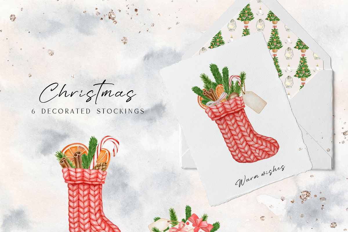 Cozy Christmas Watercolor Collection, a Decorative Illustration by Olya Haifisch (Photo 6 of 12)