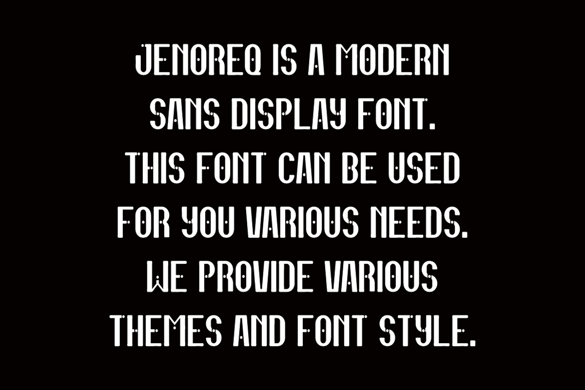 Jenoreq -  Modern Sans Serif Font, a Sans Serif Font by Iqsiart Studio (Photo 3 of 6)