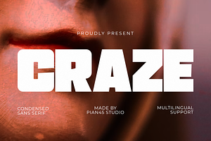 Craze - Condensed Sans Serif Font, a Sans Serif Font by Pian45 Studio