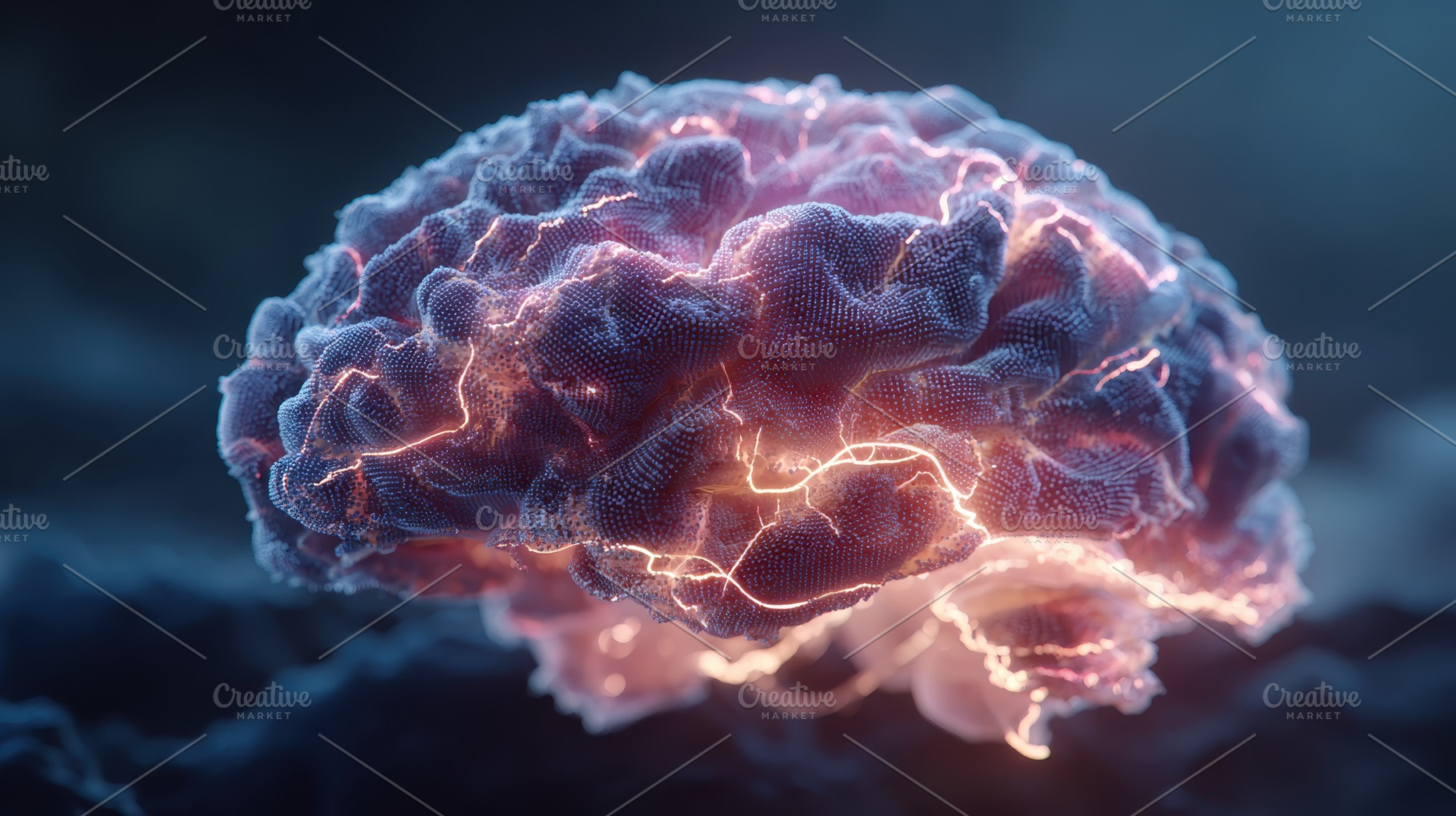 Illuminated Brain Neural Network Abs, a Photo by Pixeness Studio