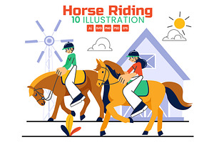 10 Horse Riding Illustration, a Sport Illustration by denayunebgt