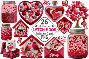 Valentine Faux Latch Hook Cliparts, an Illustration by RobertsArt