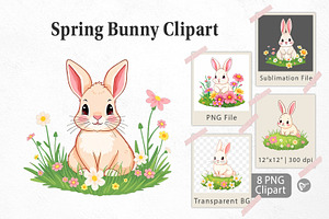 Spring Bunny Clipart, a Graphic by Artnoy