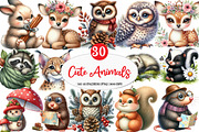 Woodland Cute Little Animal Clipart, an Illustration by Watercolor design (Thumbnail 1 of 4)