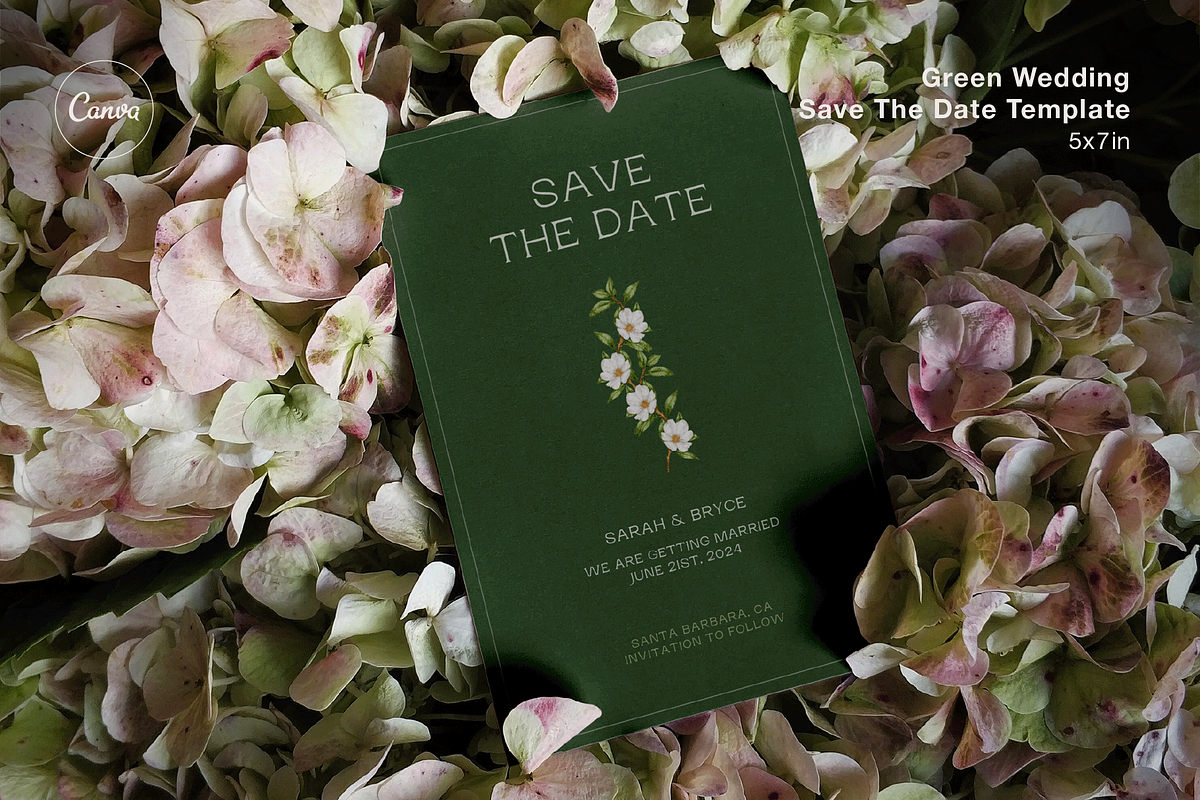 Green Floral Save The Date Template, an Invitation Template by Paraná Studio (Photo 1 of 4)