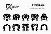 Twintail Hairstyle Icon Vector, an Icon by Akatype Studio (Thumbnail 1 of 3)