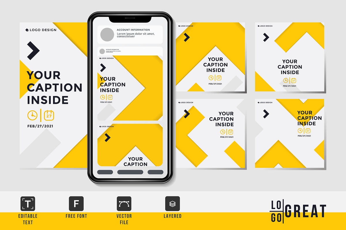 Yellow Social media template, a Social Media Template by Izalsye (Photo 1 of 3)