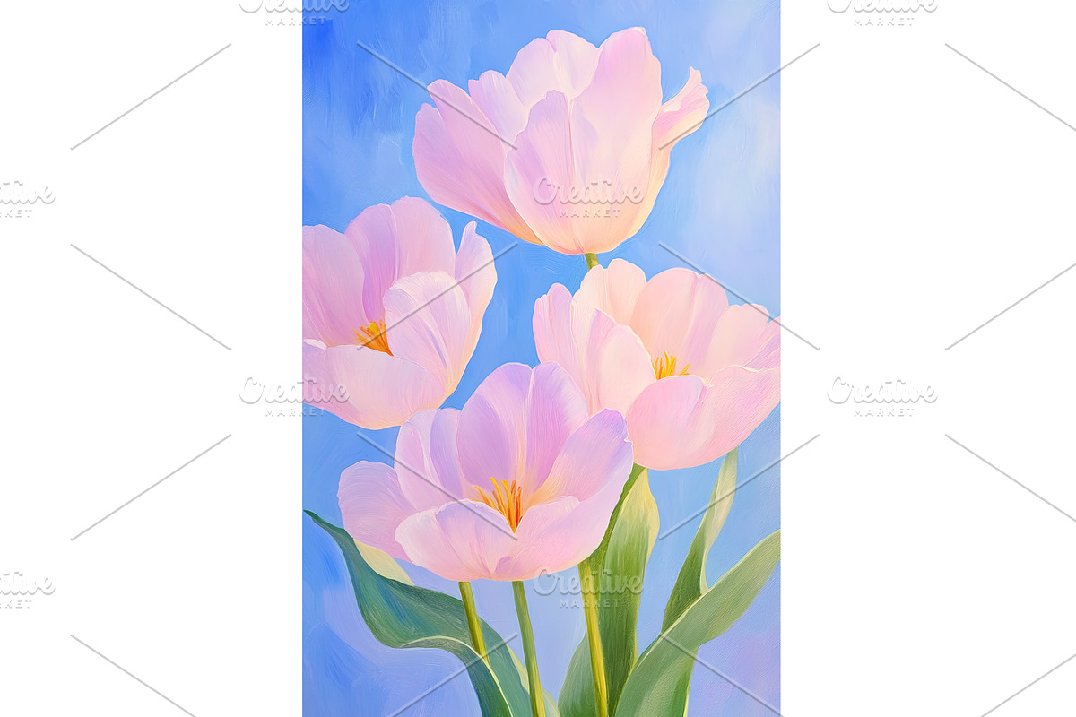 Blooming Tulips art in Gentle Light, an Object Illustration by Lermont51