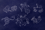 Zodiac Constellations set & Pattern, an Illustration by ZiziMarket (Thumbnail 3 of 4)