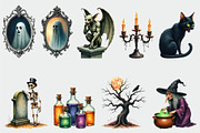 Haunted Halloween Clipart PNG Set, an Object Graphic by Printable Pretty Studio (Thumbnail 4 of 6)