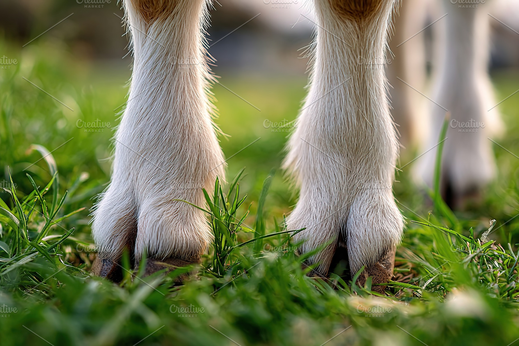 Close-up of goat hooves on grass, an Animal Photo by AlyaAnd
