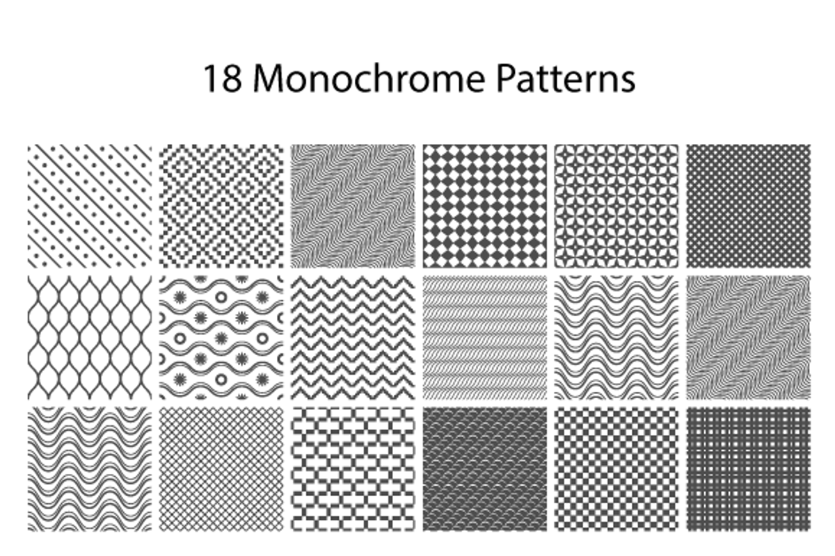 18 Monochrome Patterns, a Pattern Graphic by Microvector