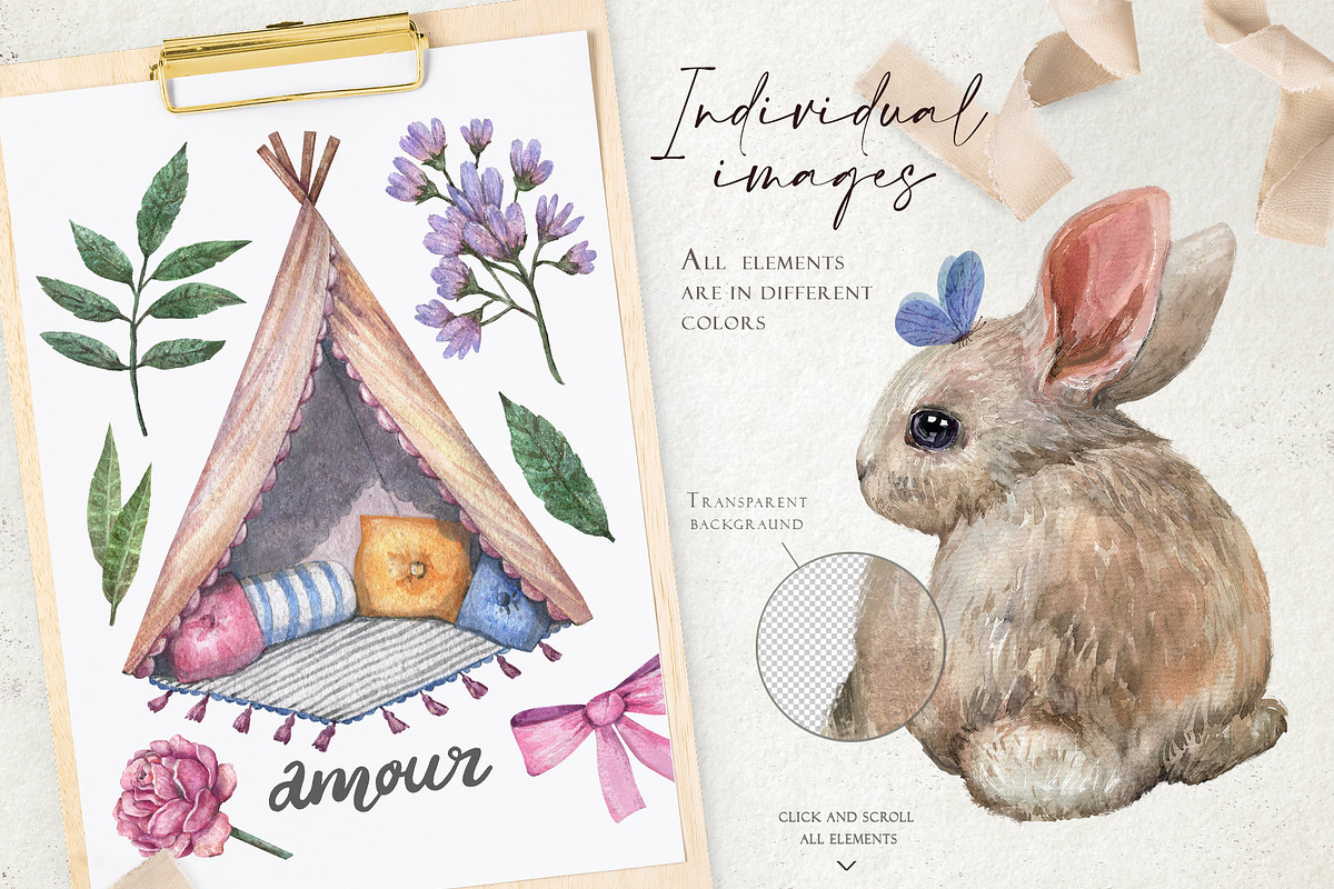 Rabbits and flowers collection, an Animal Illustration by Wenona (Photo 4 of 7)