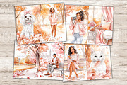 Pink Autumn Junk Journal Paper, a Seasonal Illustration by GlamArtZhanna (Thumbnail 7 of 10)