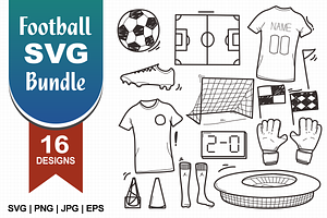 16 Football & Soccer Hand-Drawn SVG, a Sport Illustration by KiddoGlyphs Studio