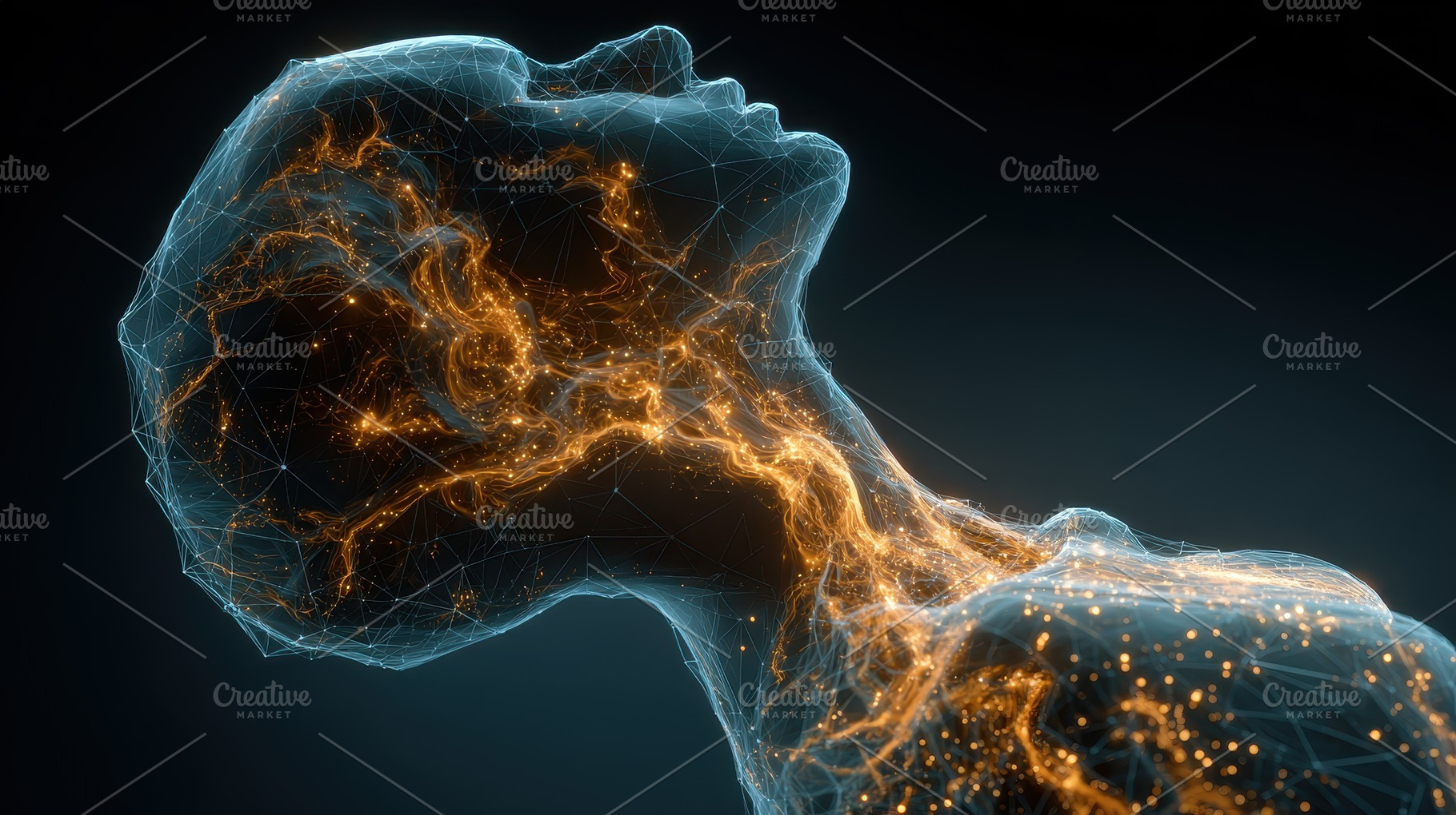 Abstract Human Form Energy Flow Netw, a Photo by Pixeness Studio